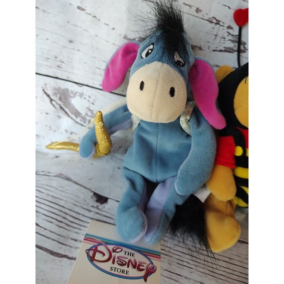Disney Winnie The Pooh Plush Beanies Lot of 3 Valentine Love Pooh Eeyore Cupid - Picture 4 of 10